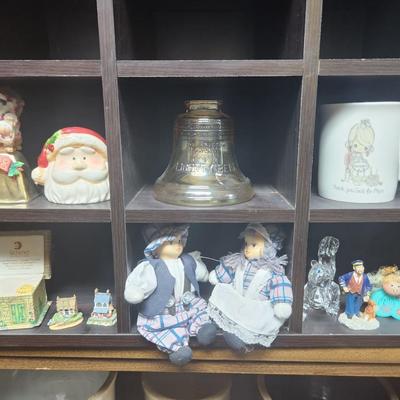 Liberty Bell, dolls, squirrel, and Santa