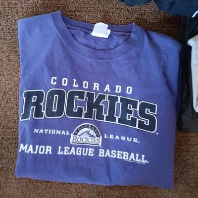 Colorado Rockies light weight zip up jacket with pajama pants, hats and t-shirts