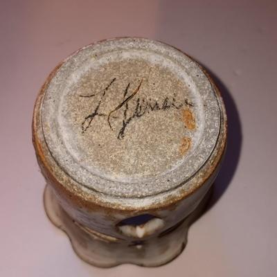 Two boxes from different Countries a piece of Agate and a signed pottery art vase