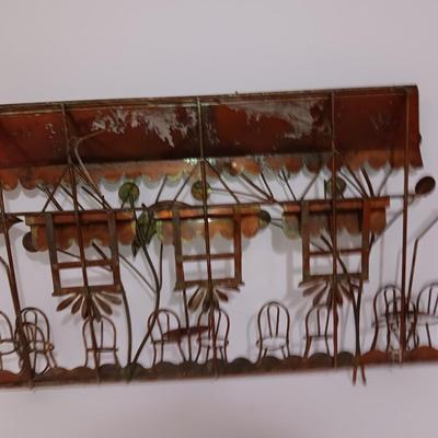 Tin Roof! Vintage Tin Cafe Wall Decor Enesco Brutalist Mid Century Jere