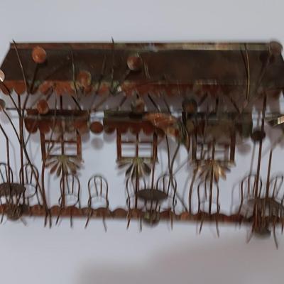 Tin Roof! Vintage Tin Cafe Wall Decor Enesco Brutalist Mid Century Jere