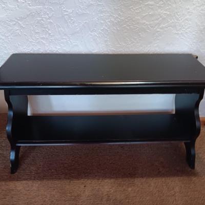Small black two tiered shelf