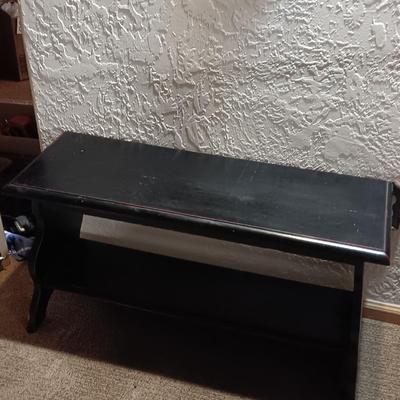 Small black two tiered shelf