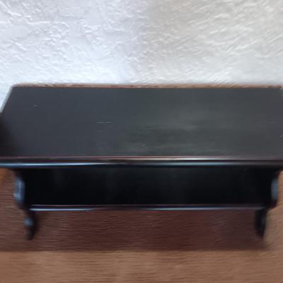 Small black two tiered shelf