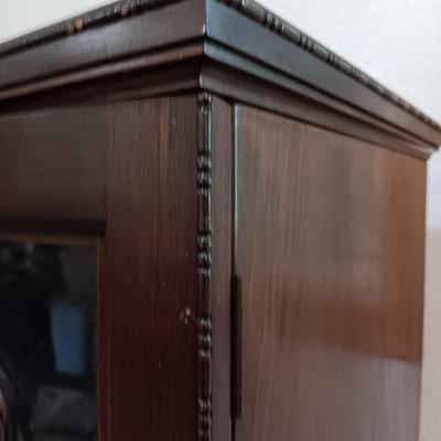 Antique Early 20th Century Art Deco Bookcase with Locking Door Led Lighted 3 Shelves
