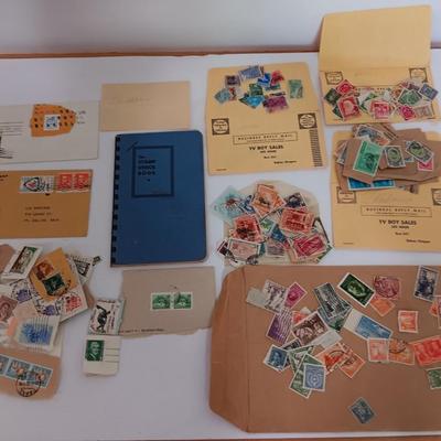 The Stamp book with stamps - and extra loose stamps too Postage stamp collection