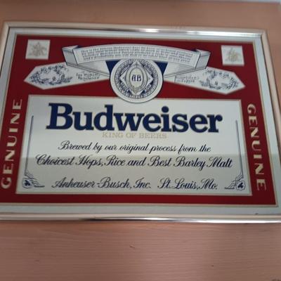 Framed Budweiser Mirror King of Beer!