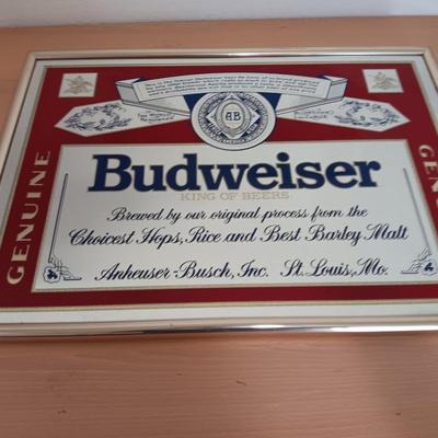 Framed Budweiser Mirror King of Beer!