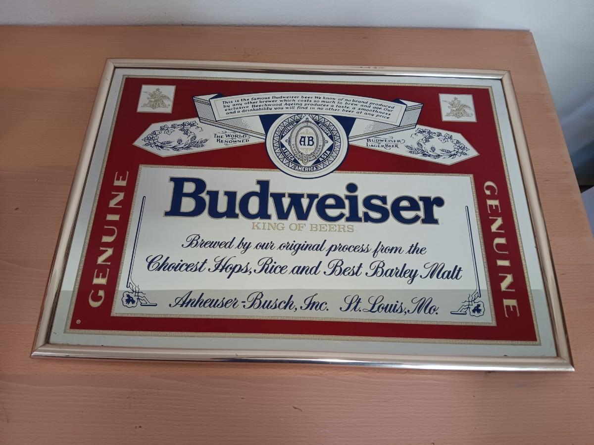 Framed Budweiser Mirror King of Beer! | EstateSales.org