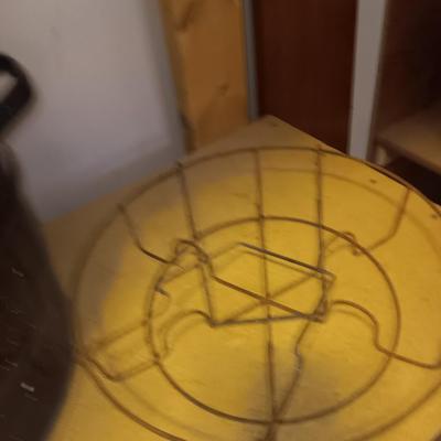 Large Enamel preserver pot with lid and cheese cloth 21 Quart