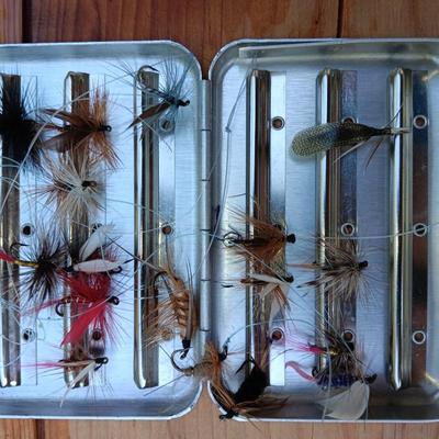 Collection of fishing flies in metal box - Guaranteed to catch the BIG ones!