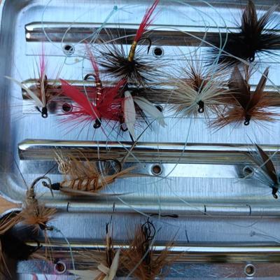 Collection of fishing flies in metal box - Guaranteed to catch the BIG ones!