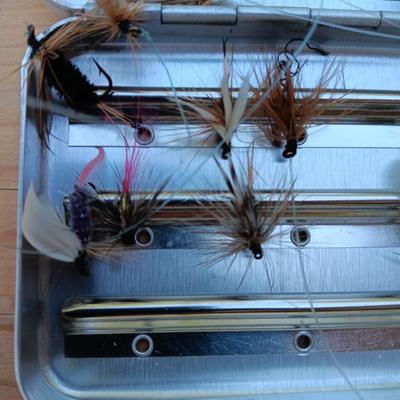Collection of fishing flies in metal box - Guaranteed to catch the BIG ones!