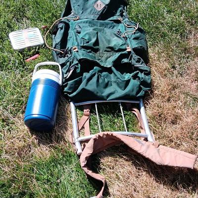 Camp trailer Metal frame Pack with Drinking bottle and more