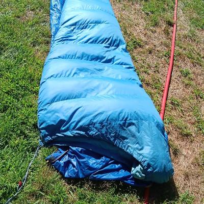 "Mummy bag" sleeping bag with cover and a Bell Howell lantern