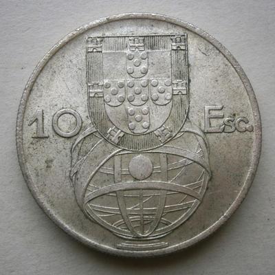 PORTUGAL 1954 10 Esc. Silver Coin