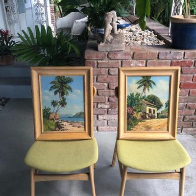  1950's Hawaiian  Tropical Oil Paintings