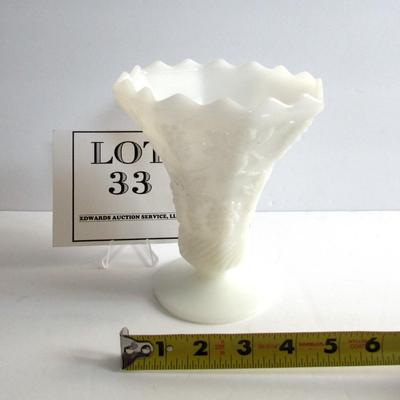 Vintage Milk Glass Vase With Grapes Pattern