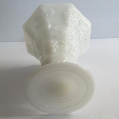 Vintage Milk Glass Vase With Grapes Pattern