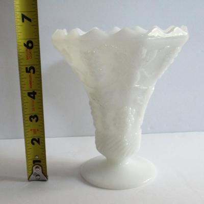 Vintage Milk Glass Vase With Grapes Pattern