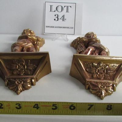 Vintage Syroco USA 1969 Angel Wall Plaques