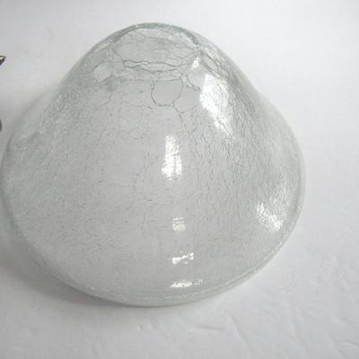 Unusual Crackle Glass Bowl in Metal Holder With Three Angels