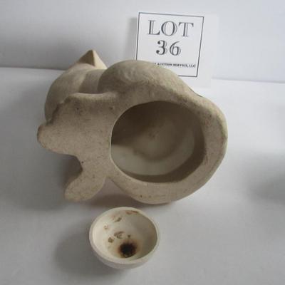 Tall Ceramic Wolf Incense Holder 2 Pc Set