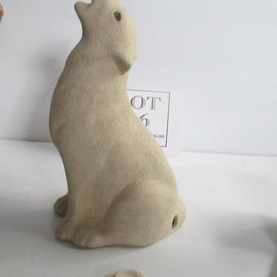Tall Ceramic Wolf Incense Holder 2 Pc Set