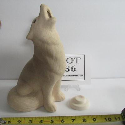 Tall Ceramic Wolf Incense Holder 2 Pc Set