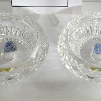 Lot 42:  Pair Clear Glass Candle Holders