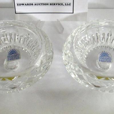 Lot 42:  Pair Clear Glass Candle Holders