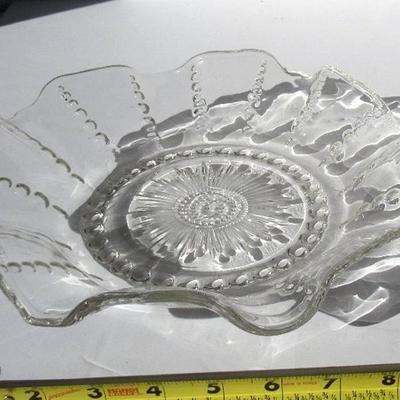 Lot 44:  Vintage Federal Glass Large Clear Ruffled Serving Bowl, Columbia Pattern