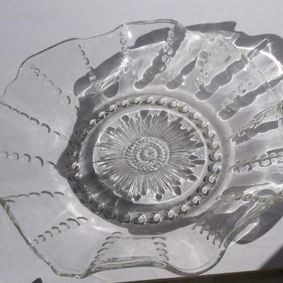 Lot 44:  Vintage Federal Glass Large Clear Ruffled Serving Bowl, Columbia Pattern