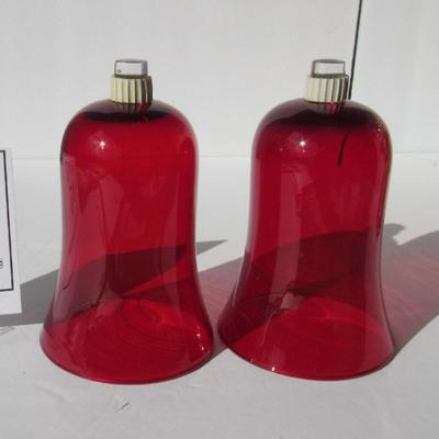 Lot 45:  2 Vintage Red Glass Hurricane Shades