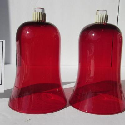 Lot 45:  2 Vintage Red Glass Hurricane Shades