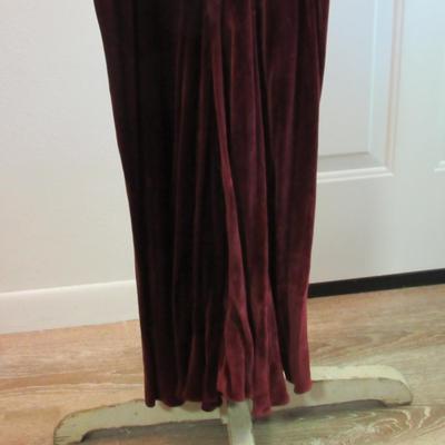 Lot 51: Vintage Maroon Velvet Dress With Rhinestone Belt Buckle In Belt