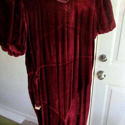 Lot 51: Vintage Maroon Velvet Dress With Rhinestone Belt Buckle In Belt