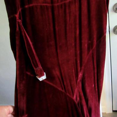 Lot 51: Vintage Maroon Velvet Dress With Rhinestone Belt Buckle In Belt