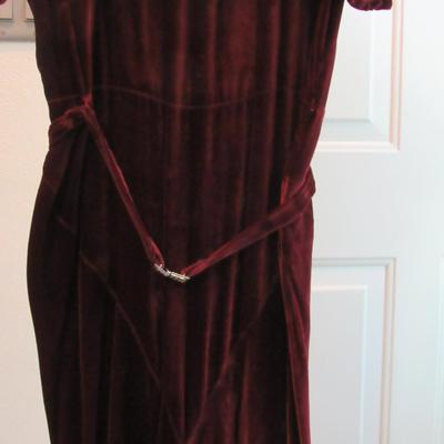 Lot 51: Vintage Maroon Velvet Dress With Rhinestone Belt Buckle In Belt