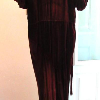 Lot 51: Vintage Maroon Velvet Dress With Rhinestone Belt Buckle In Belt