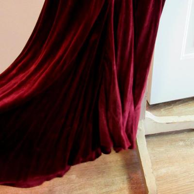 Lot 51: Vintage Maroon Velvet Dress With Rhinestone Belt Buckle In Belt