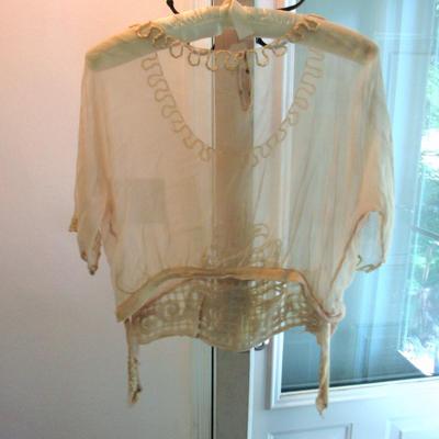 Lot 55:  Antique Very Thin Fragile Sheer Top With Ribbon Trim