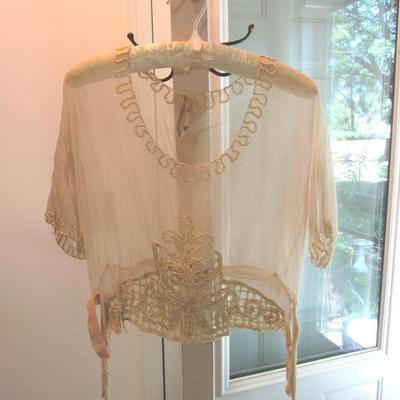 Lot 55:  Antique Very Thin Fragile Sheer Top With Ribbon Trim