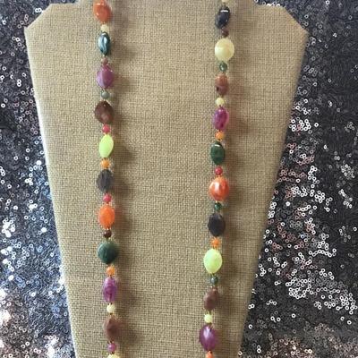 Multi Colored Bead Over The Head Necklace