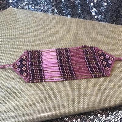 seed bead glass woven flat bracelet Celtic Knot