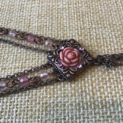 1928 Rose Glass Necklace