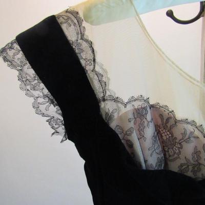 Lot 56:  Vintage 1940-50s Black Velvet Dress With Black Lace