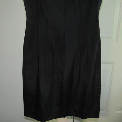 Lot 59:  Vintage Black Sheath Dress With Cut Out Neckline, Rhinestone Trim, Nice Dress!