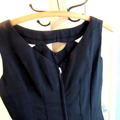 Lot 59:  Vintage Black Sheath Dress With Cut Out Neckline, Rhinestone Trim, Nice Dress!
