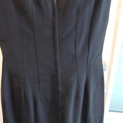 Lot 59:  Vintage Black Sheath Dress With Cut Out Neckline, Rhinestone Trim, Nice Dress!